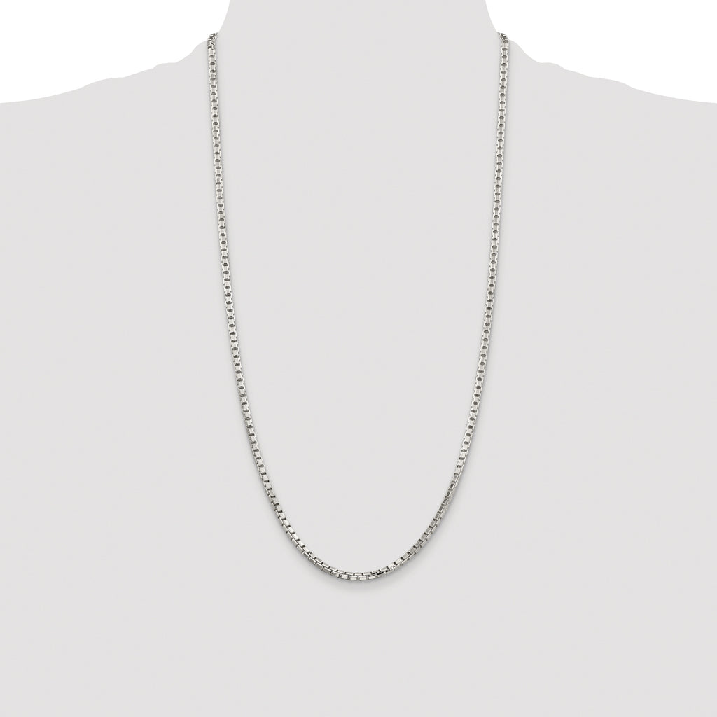 Sterling Silver Rhodium-plated 2.9mm 8 Sided Box Chain