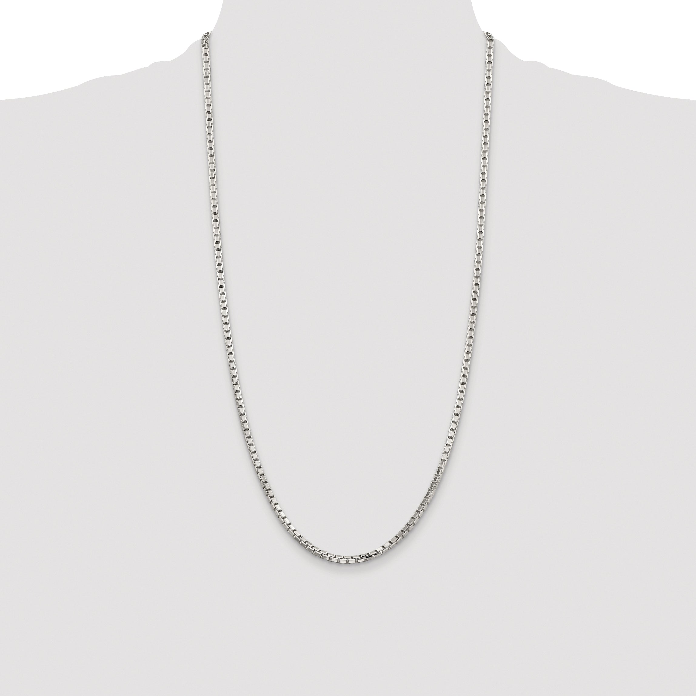 Sterling Silver Rhodium-plated 2.9mm 8 Sided Box Chain