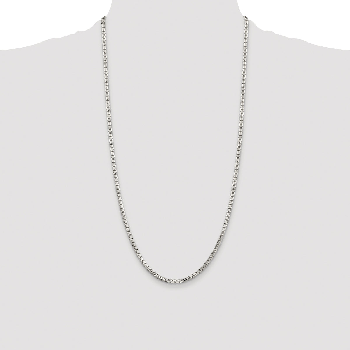 Sterling Silver Rhodium-plated 2.9mm 8 Sided Box Chain