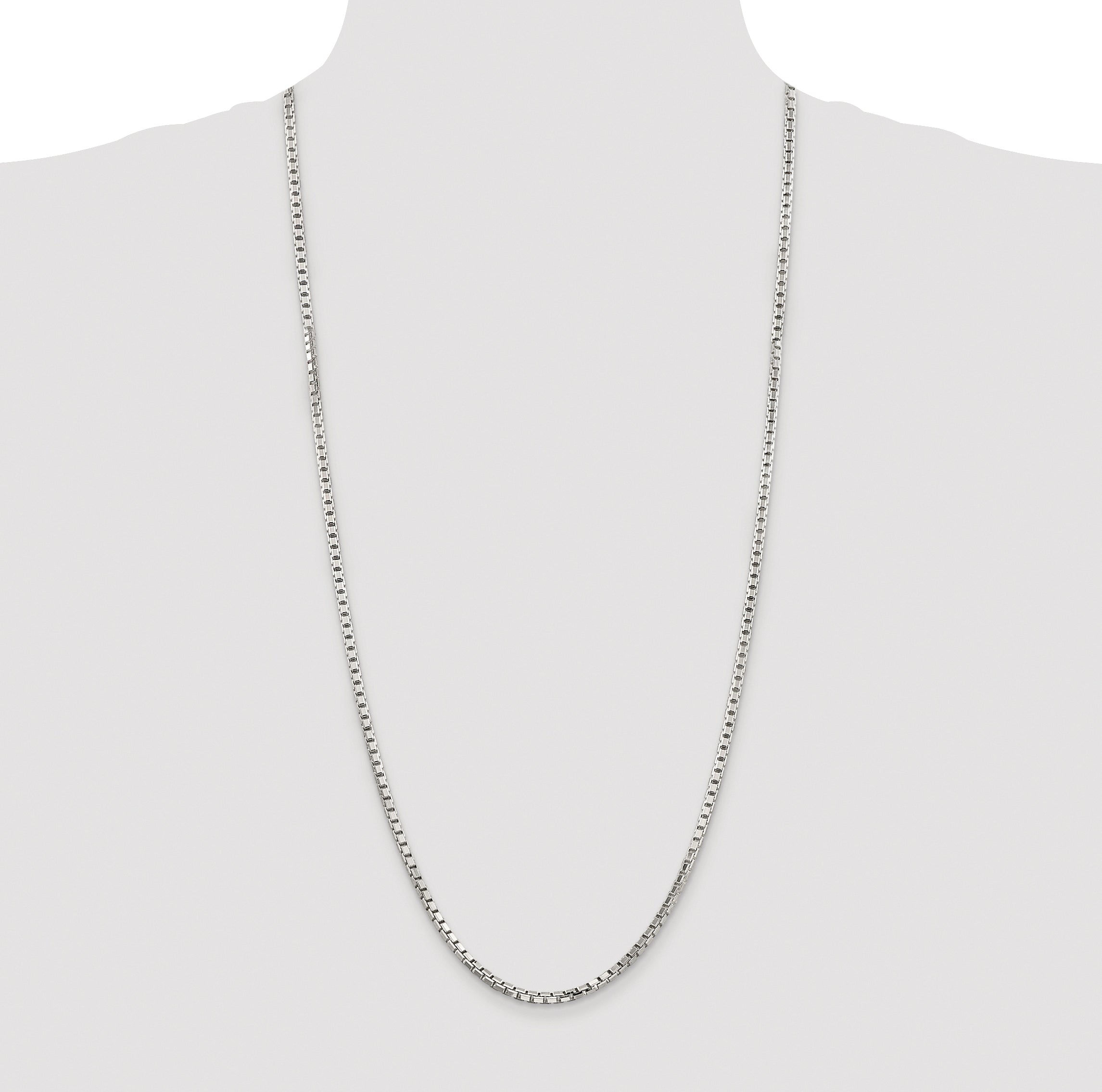 Sterling Silver Rhodium-plated 2.9mm 8 Sided Diamond-cut Box Chain