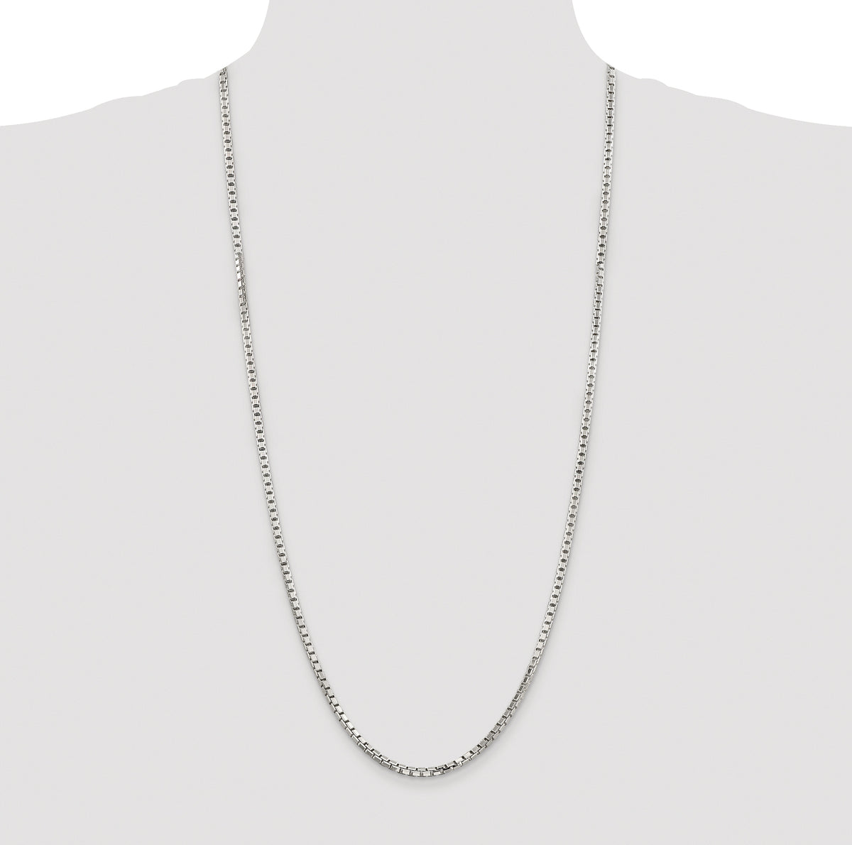 Sterling Silver Rhodium-plated 2.9mm 8 Sided Box Chain