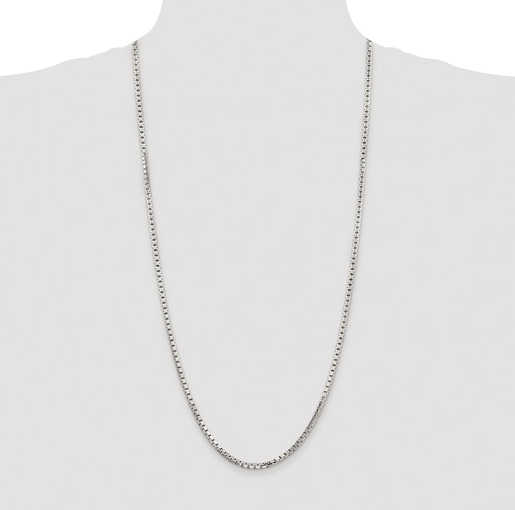 Sterling Silver Rhodium-plated 2.9mm 8 Sided Box Chain