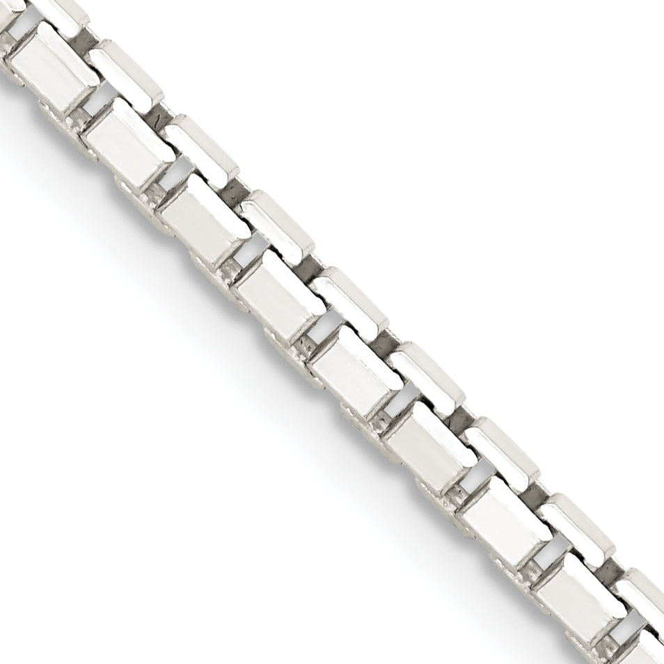 Sterling Silver 2.9mm 8 Sided Diamond-cut Box Chain