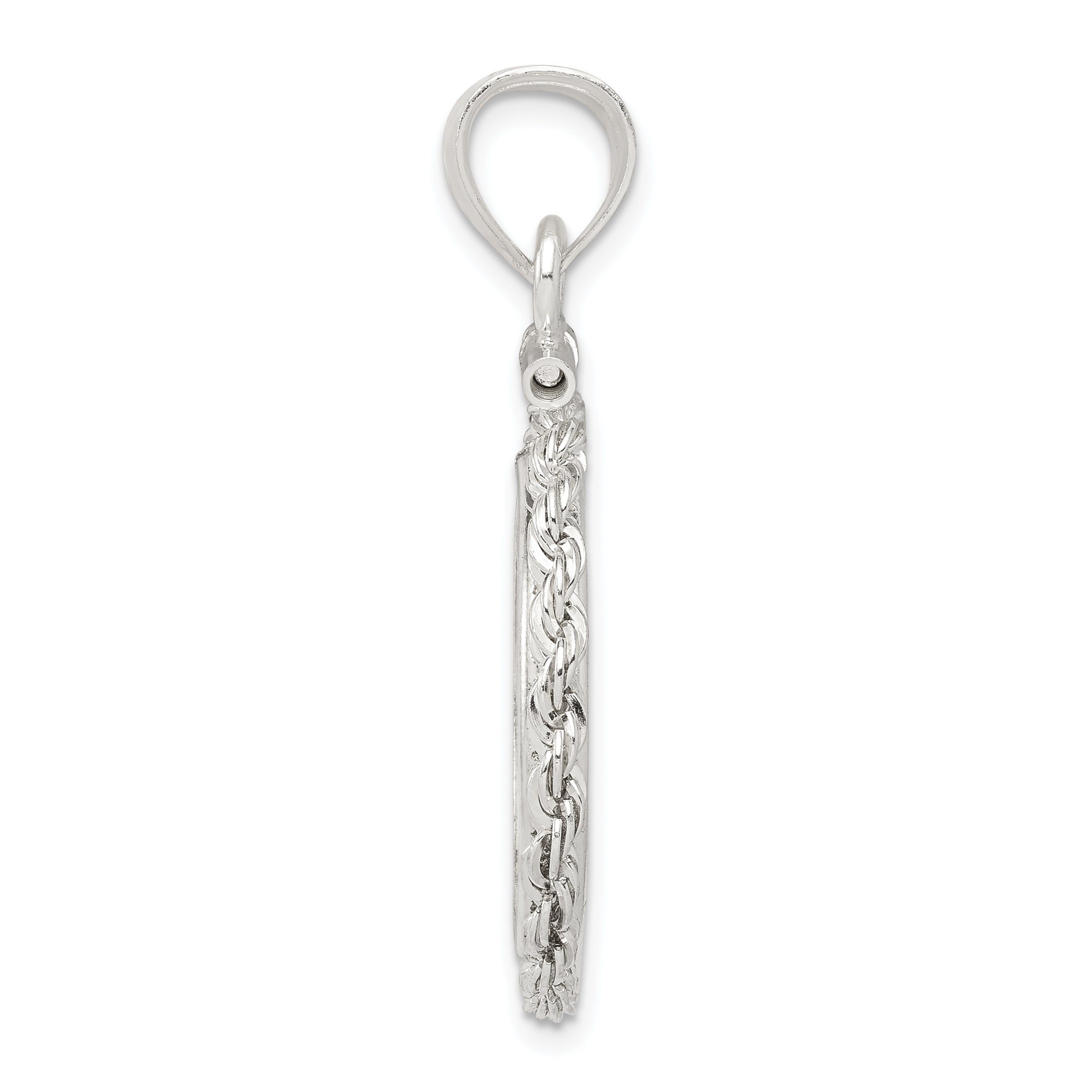 Wideband Distinguished Coin Jewelry Sterling Silver Polished Rope 19.1 x 1.5mm $0.01 Screw Top Coin Bezel Pendant Secondary image