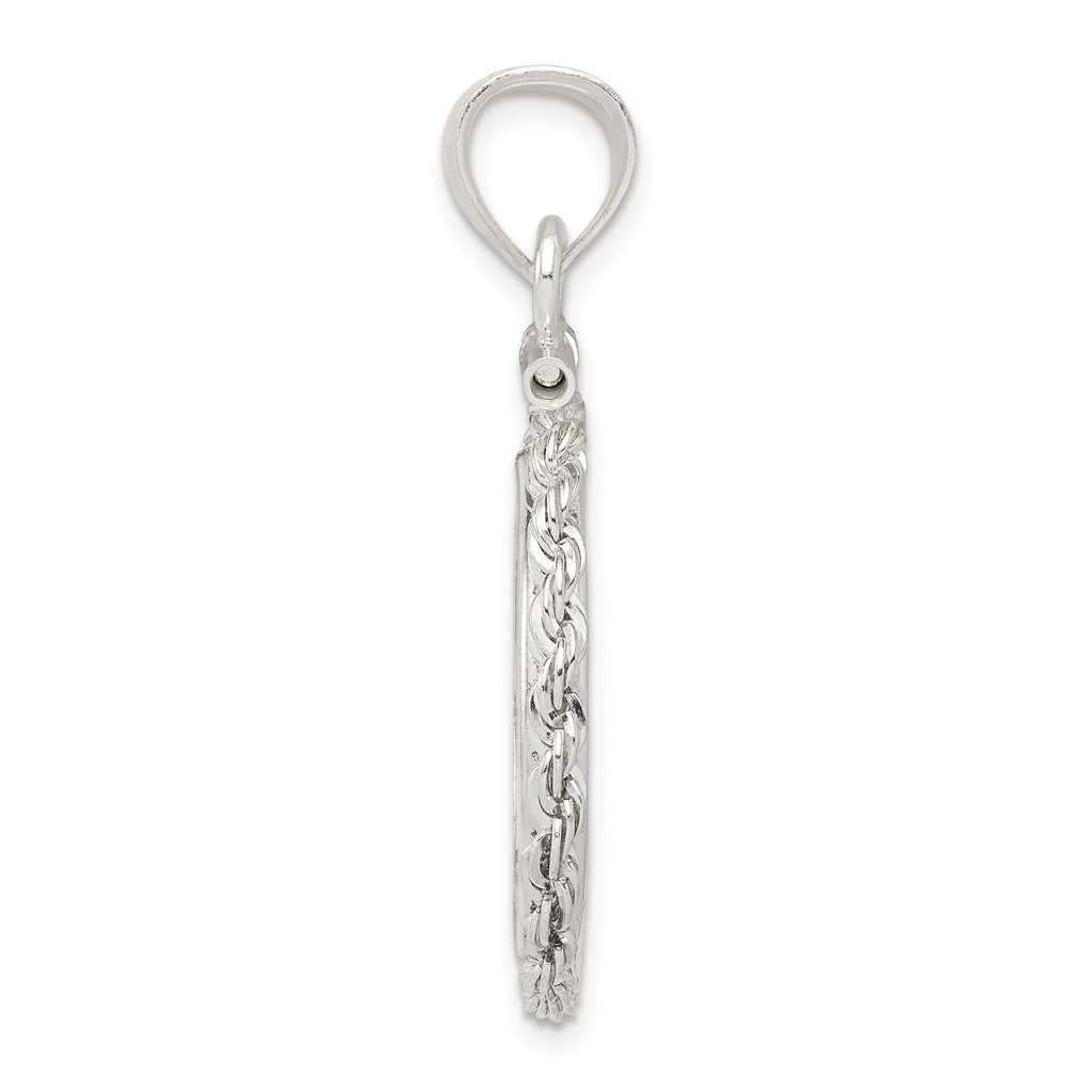 Wideband Distinguished Coin Jewelry Sterling Silver Polished Rope 19.1 x 1.5mm $0.01 Screw Top Coin Bezel Pendant