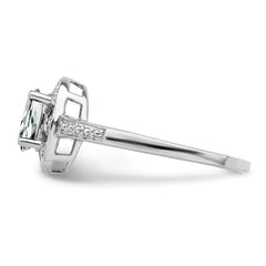 Sterling Silver Rhodium-plated Diam. & White Topaz Ring