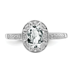 Sterling Silver Rhodium-plated Diam. & White Topaz Ring