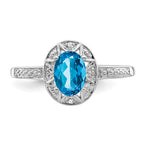 Sterling Silver Rhodium-plated Diam. & Blue Topaz Ring