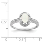 Sterling Silver Rhodium-plated Diam. & Created Opal Ring