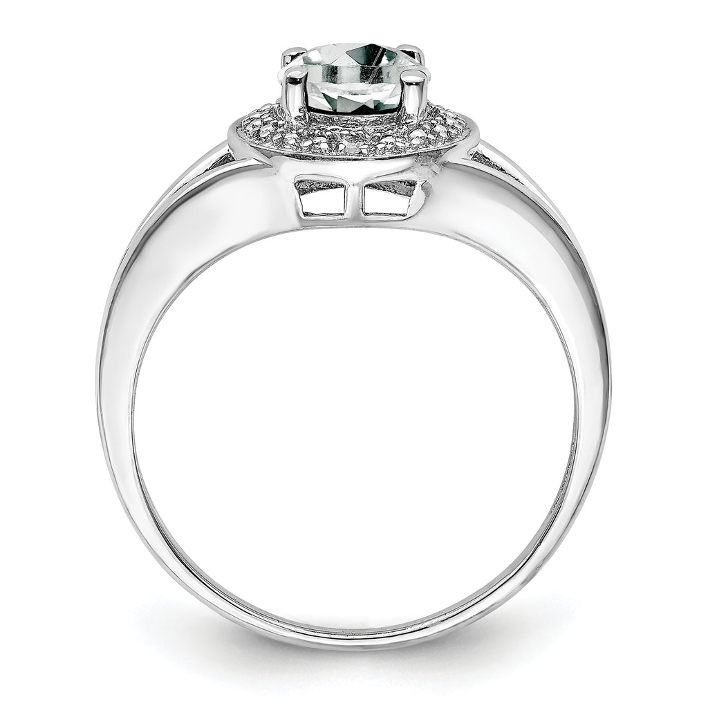 Sterling Silver Rhodium-plated Diam. & White Topaz Ring