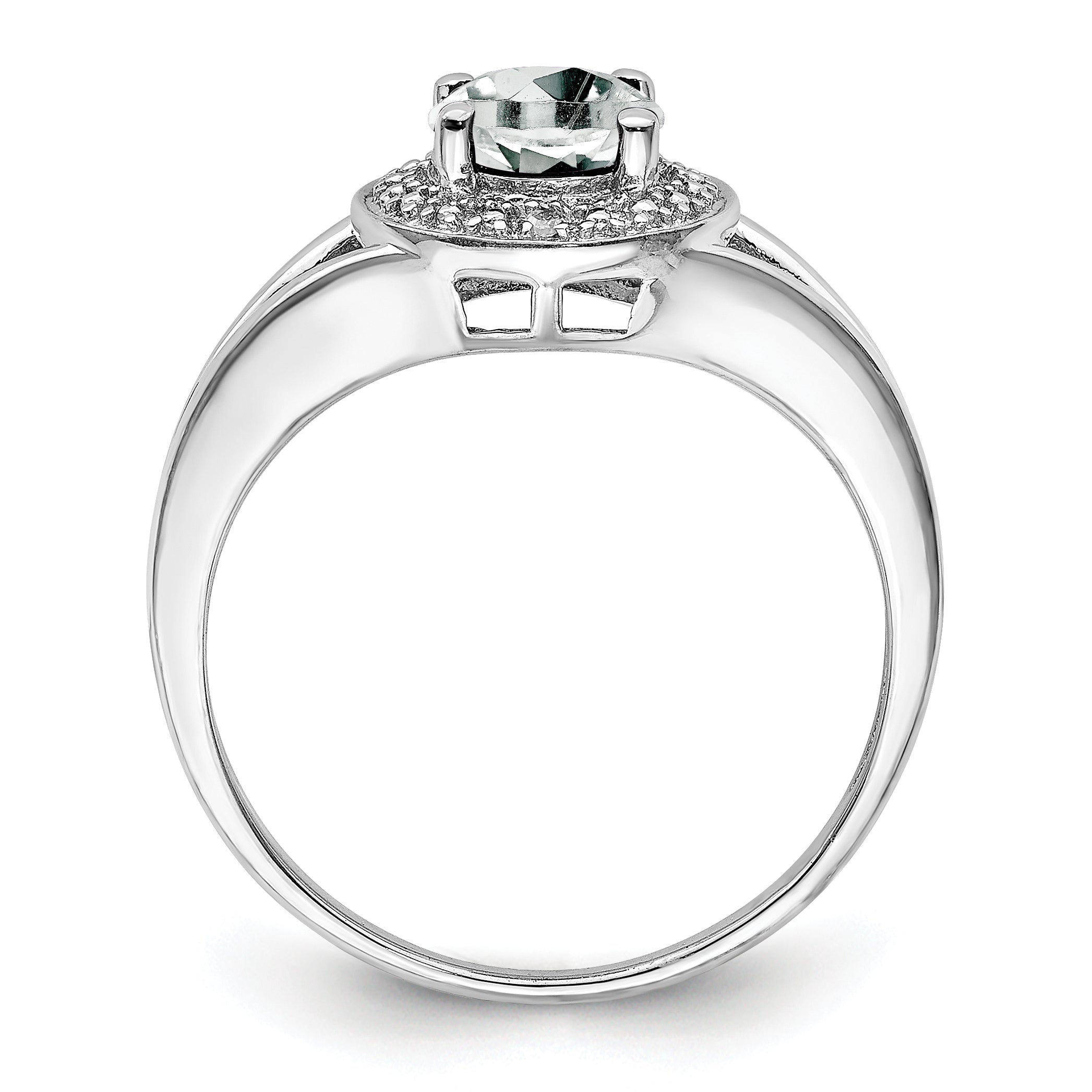 Sterling Silver Rhodium-plated Diam. & White Topaz Ring