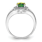 Sterling Silver Rhodium-plated Diam. & Peridot Ring