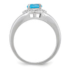Sterling Silver Rhodium-plated Diam. & Blue Topaz Ring