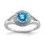 Sterling Silver Rhodium-plated Diam. & Blue Topaz Ring