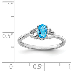 Sterling Silver Rhodium-plated Light Swiss Blue Topaz Ring
