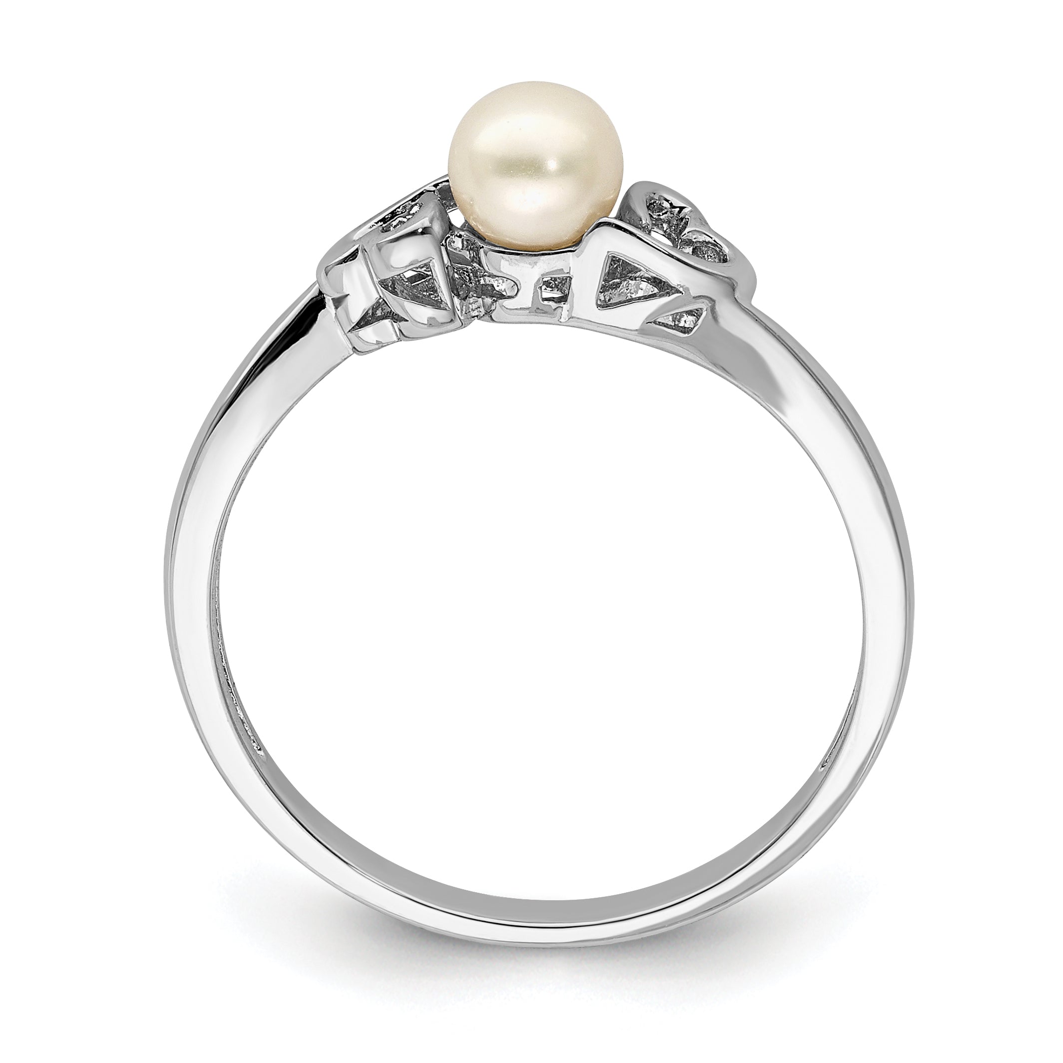 Sterling Silver Rhodium-Plated Freshwater Cultured Pearl Ring Secondary image