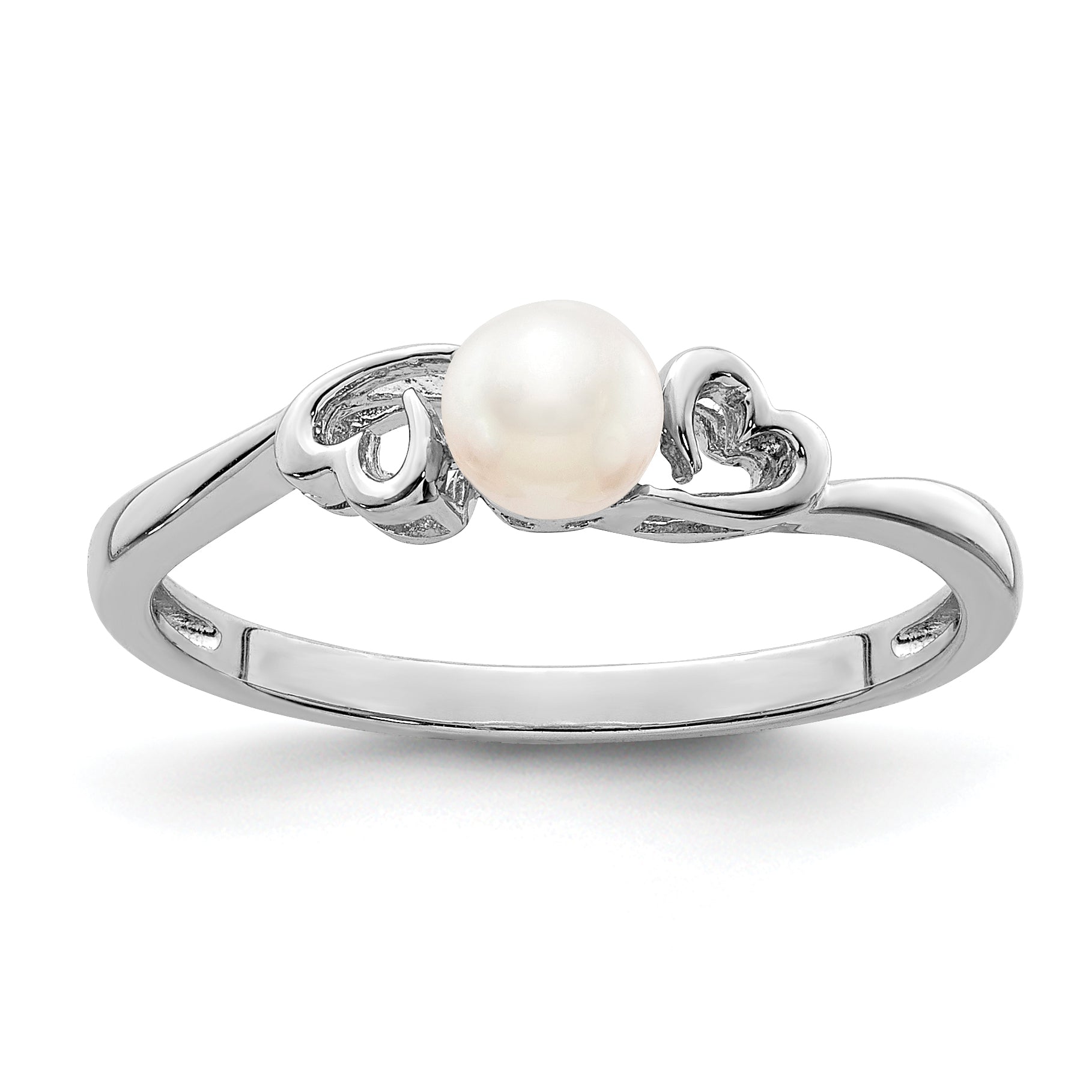 Sterling Silver Rhodium-plated FW Cultured Pearl Ring Main image