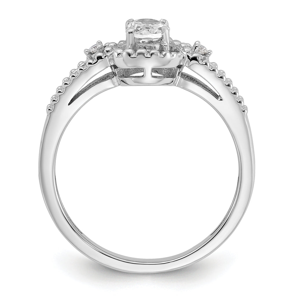 Sterling Silver Rhodium-plated White Topaz & Diam. Ring