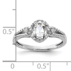 Sterling Silver Rhodium-plated White Topaz & Diam. Ring