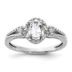 Sterling Silver Rhodium-plated White Topaz & Diam. Ring