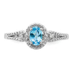 Sterling Silver Rhodium-plated Light Swiss Blue Topaz & Diam. Ring