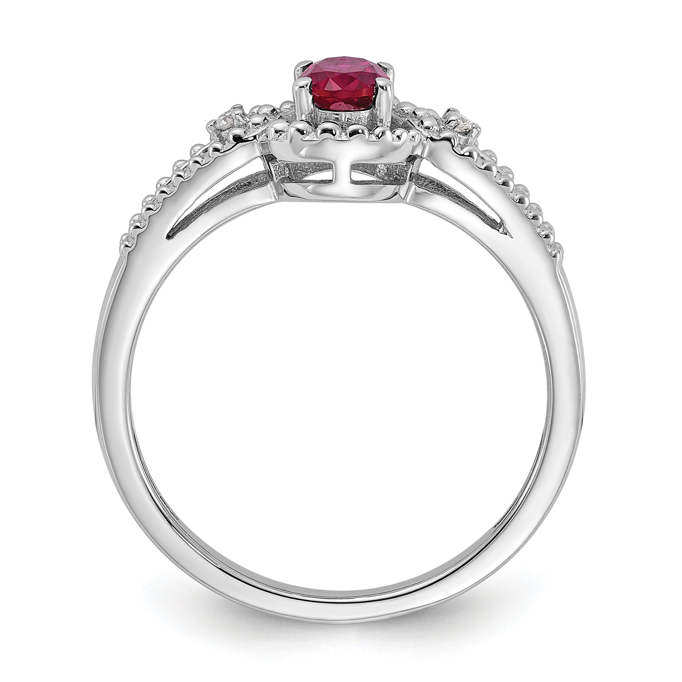 Sterling Silver Rhodium-Plated Created Ruby & Diamond Ring Secondary image