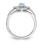Sterling Silver Rhodium-plated Aquamarine & Diam. Ring