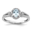 Sterling Silver Rhodium-plated Aquamarine & Diam. Ring