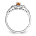 Sterling Silver Rhodium-plated Citrine & Diam. Ring