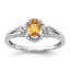 Sterling Silver Rhodium-plated Citrine & Diam. Ring