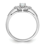 Sterling Silver Rhodium-plated Created Opal & Diam. Ring