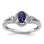 Sterling Silver Rhodium-plated Created Sapphire & Diam. Ring