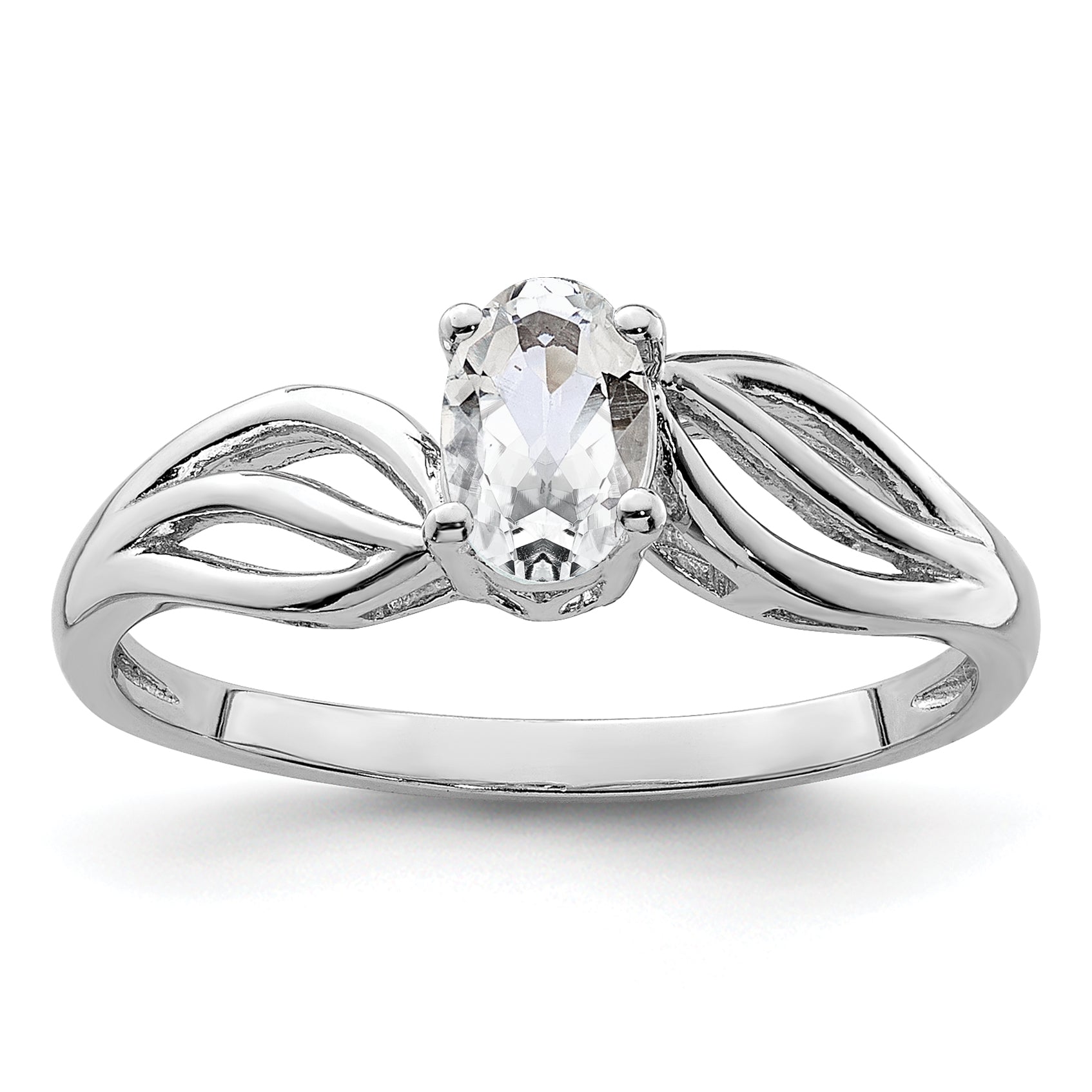 Sterling Silver Rhodium-plated White Topaz Ring Main image