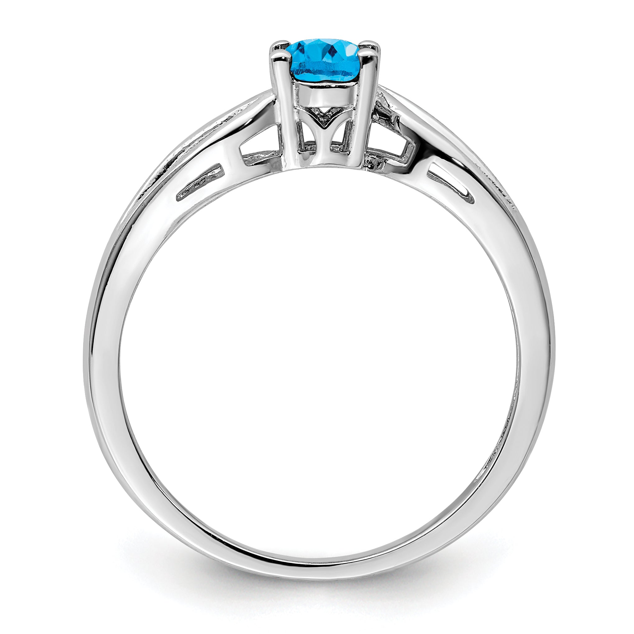 Sterling Silver Rhodium-plated Light Swiss Blue Topaz Ring Secondary image