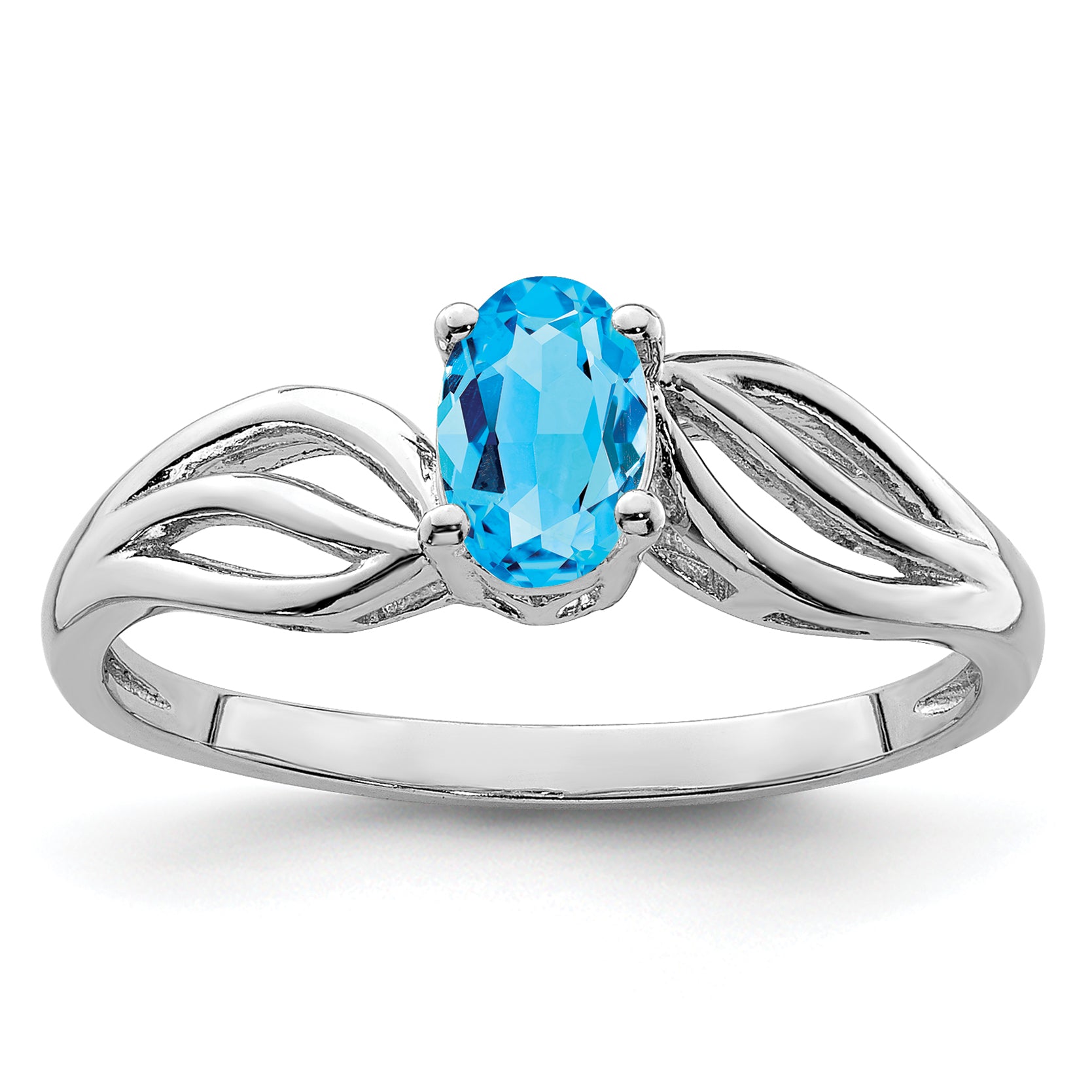 Sterling Silver Rhodium-plated Light Swiss Blue Topaz Ring Main image