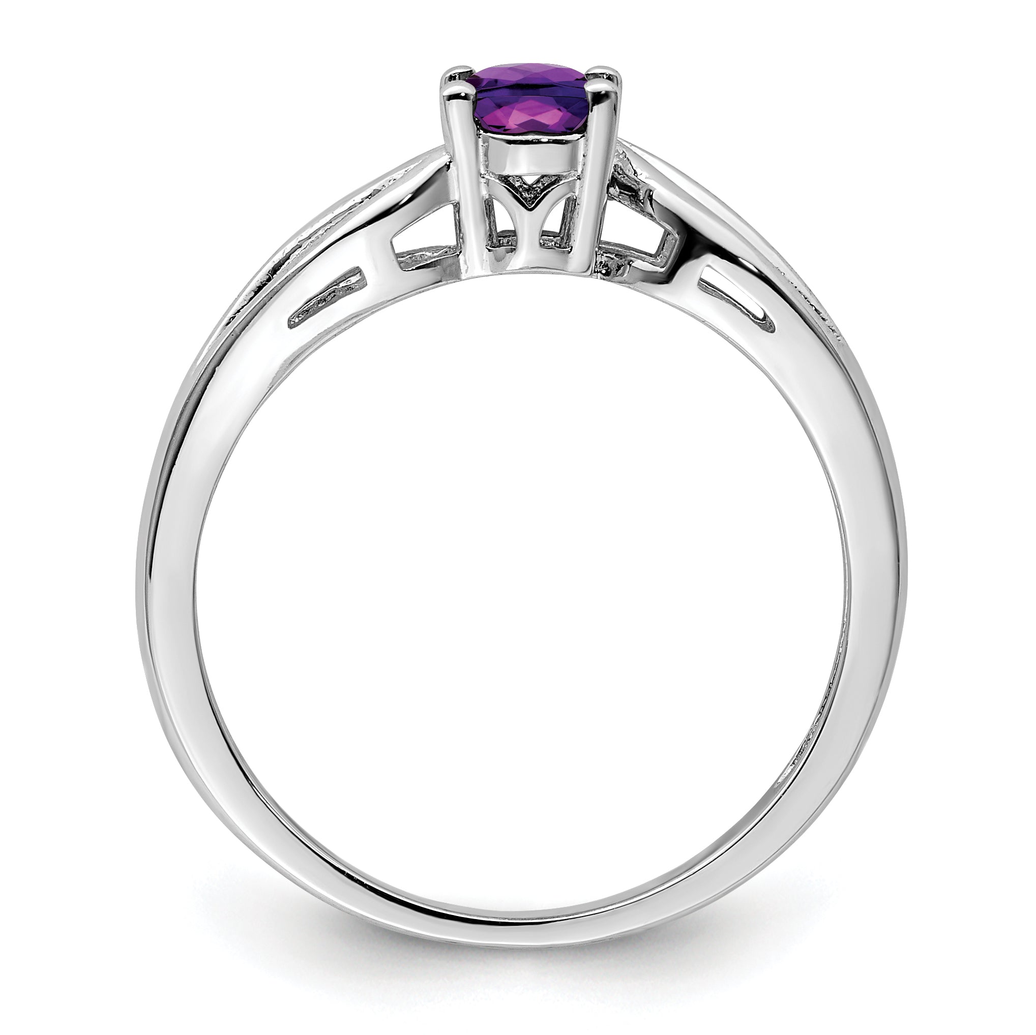Sterling Silver Rhodium-plated Amethyst Ring Secondary image
