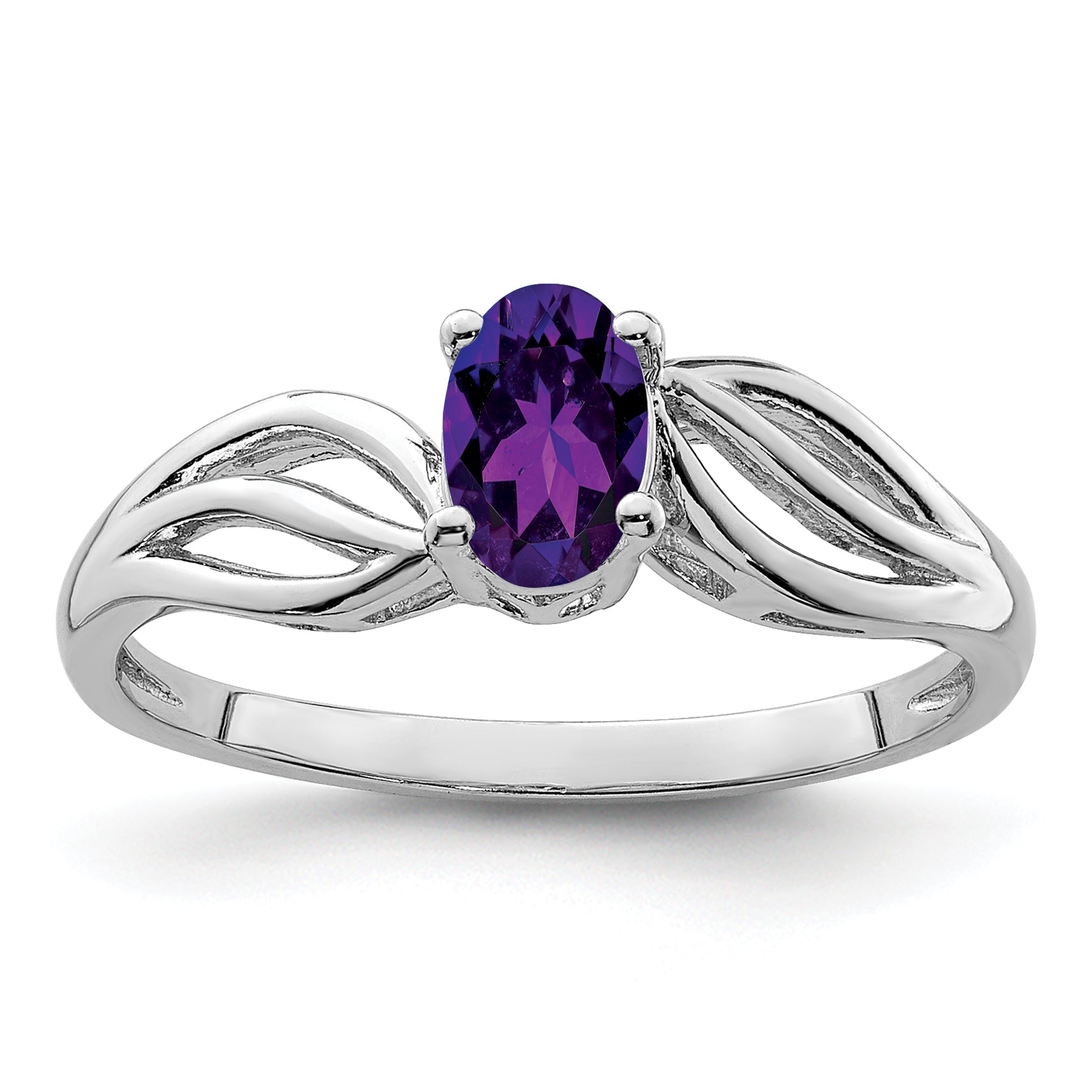 Sterling Silver Rhodium-plated Amethyst Ring Main image