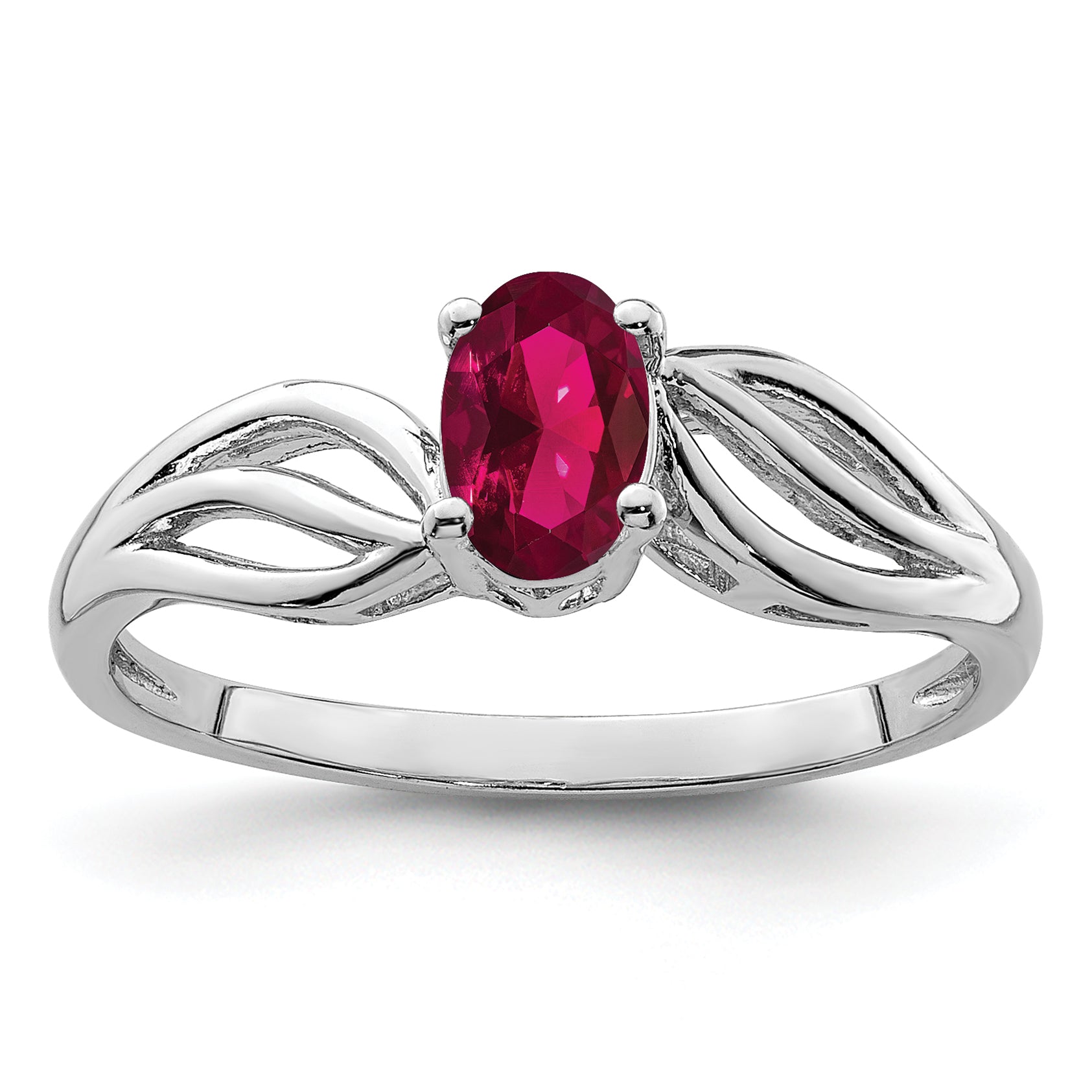 Sterling Silver Rhodium-plated Created Ruby Ring Main image