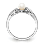 Sterling Silver Rhodium-plated FW Cultured Pearl Ring