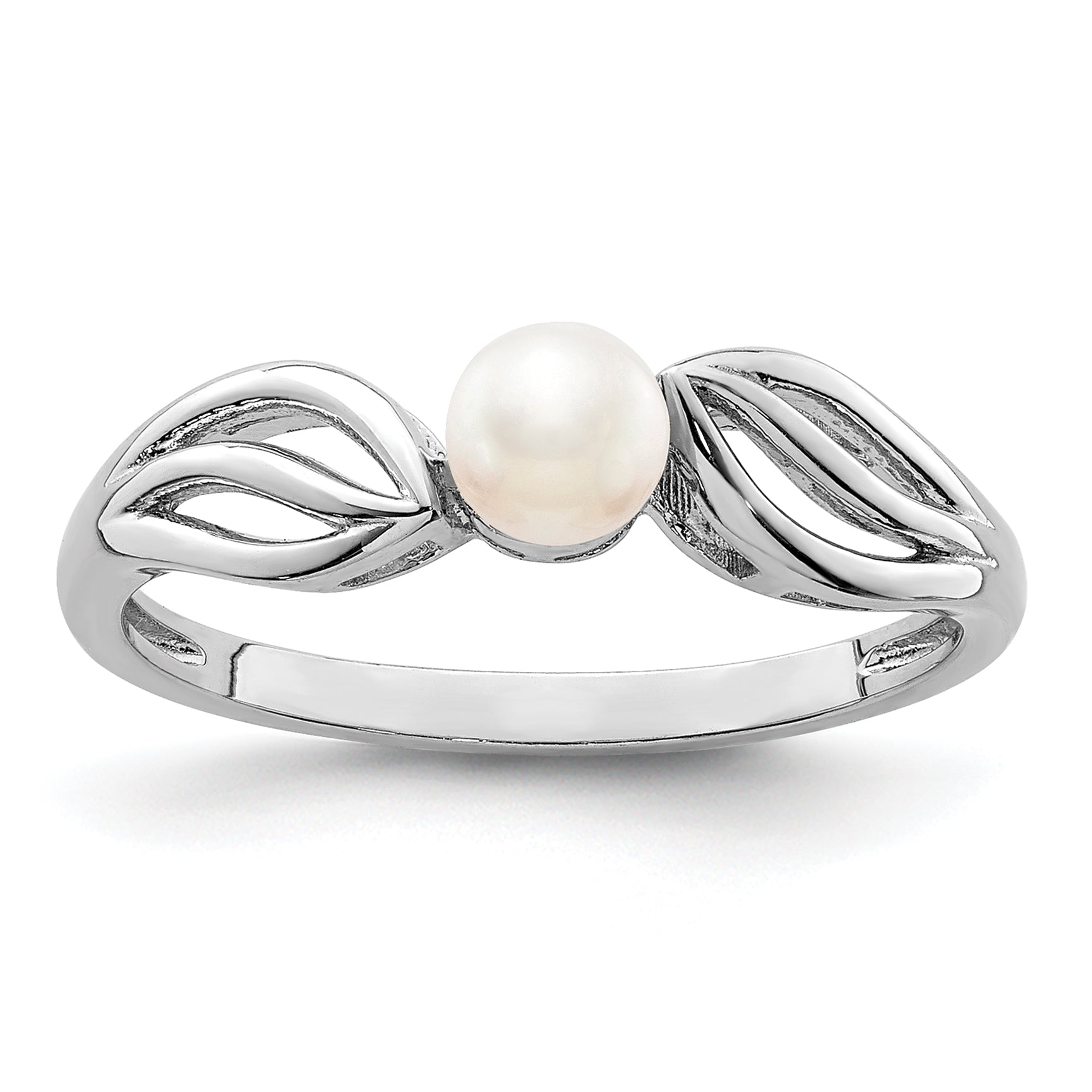 Sterling Silver Rhodium-plated FW Cultured Pearl Ring Main image