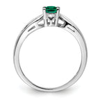 Sterling Silver Rhodium-plated Created Emerald Ring