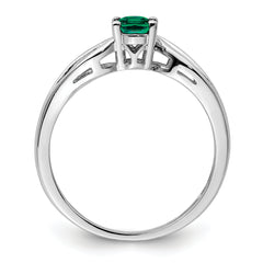 Sterling Silver Rhodium-plated Created Emerald Ring