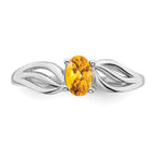 Sterling Silver Rhodium-plated Citrine Ring