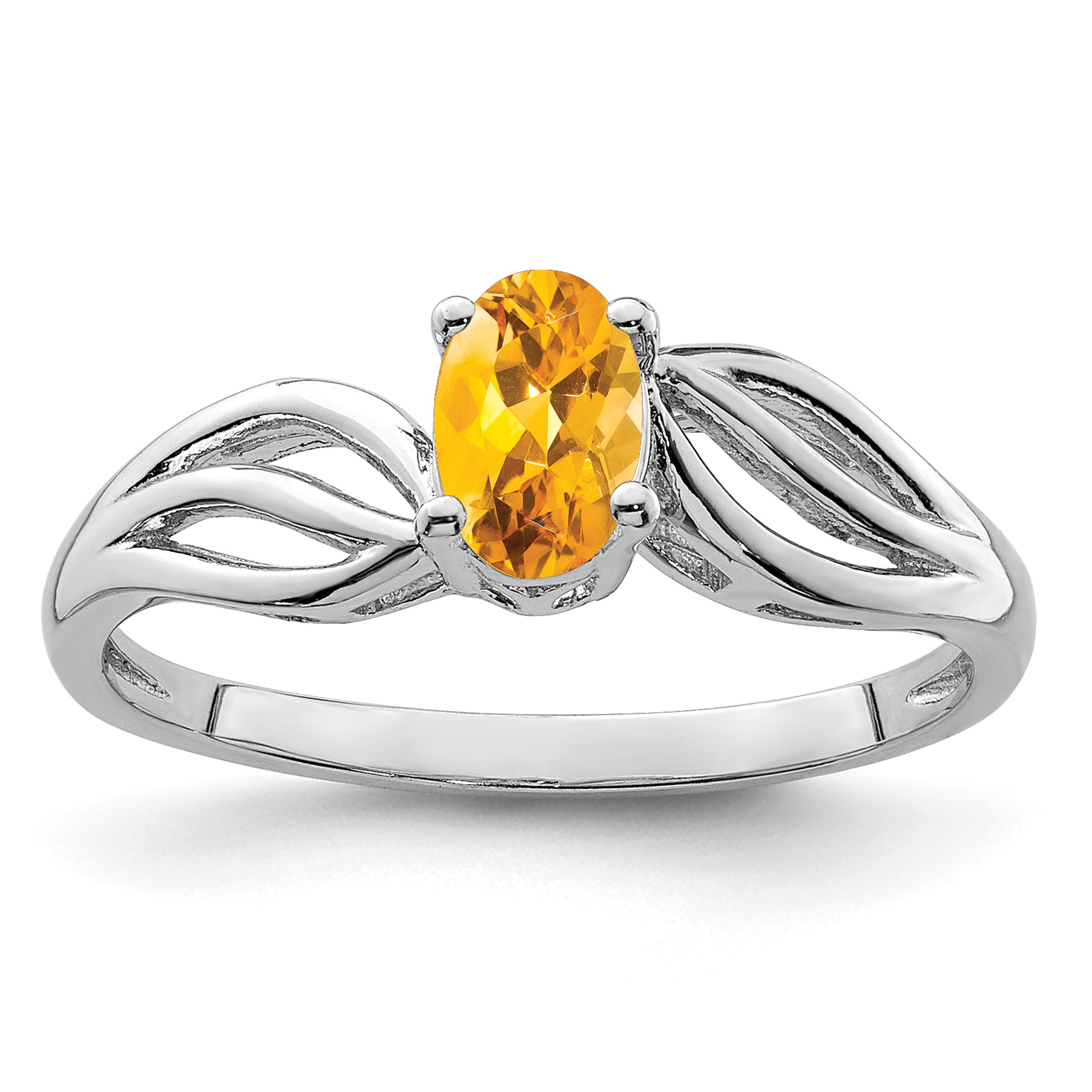 Sterling Silver Rhodium-plated Citrine Ring Main image