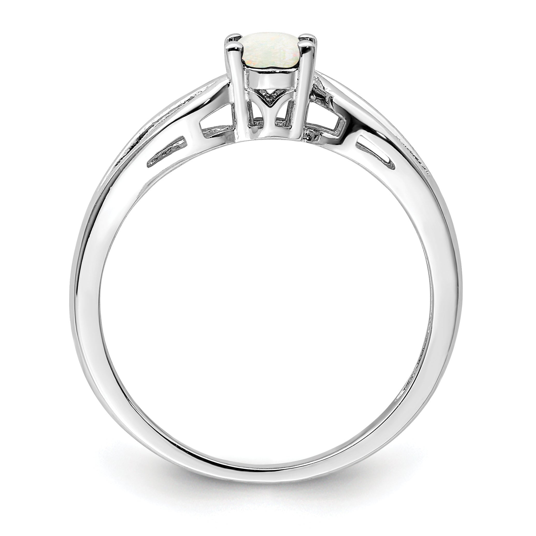 Sterling Silver Rhodium-plated Created Opal Ring Secondary image