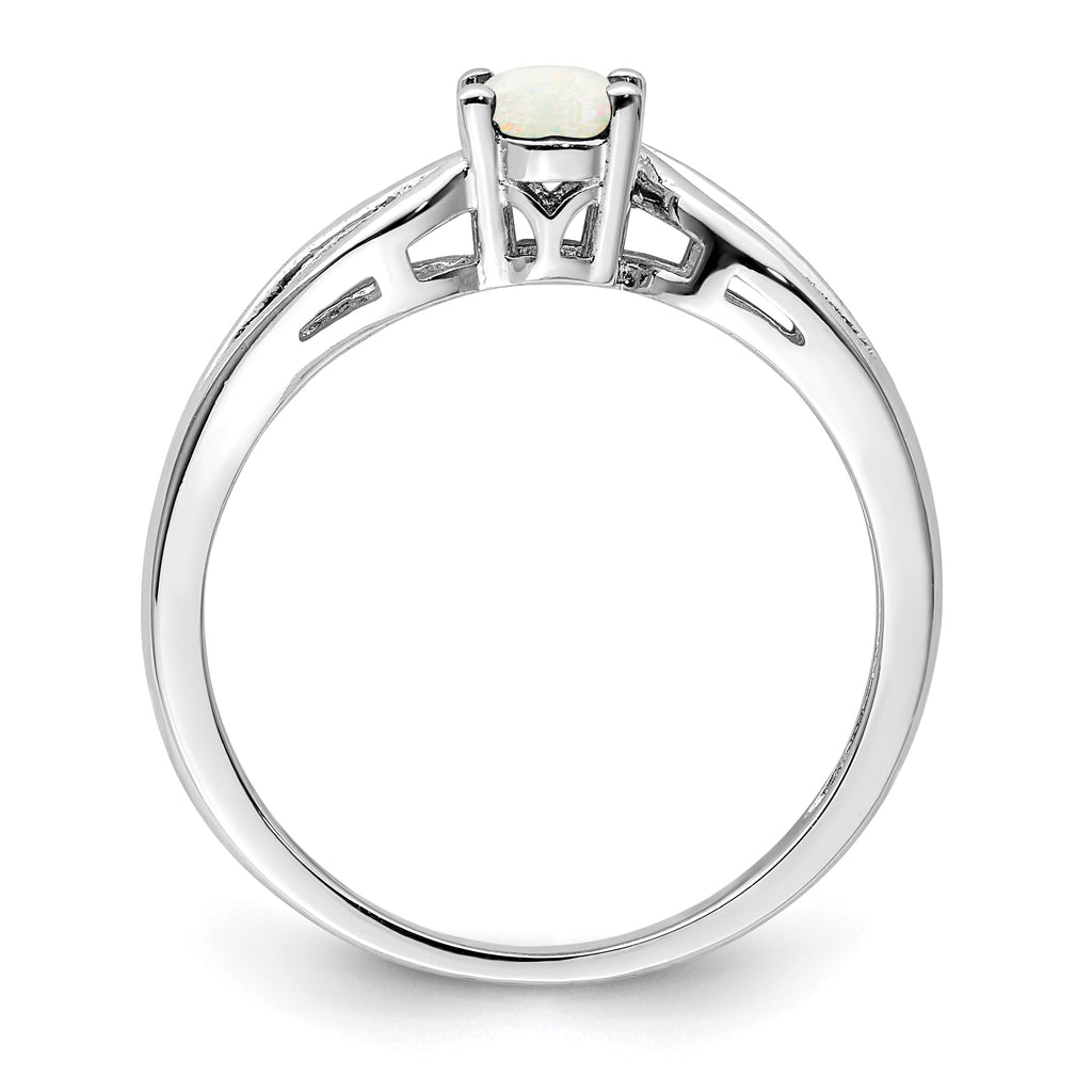 Sterling Silver Rhodium-plated Created Opal Ring