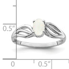 Sterling Silver Rhodium-plated Created Opal Ring