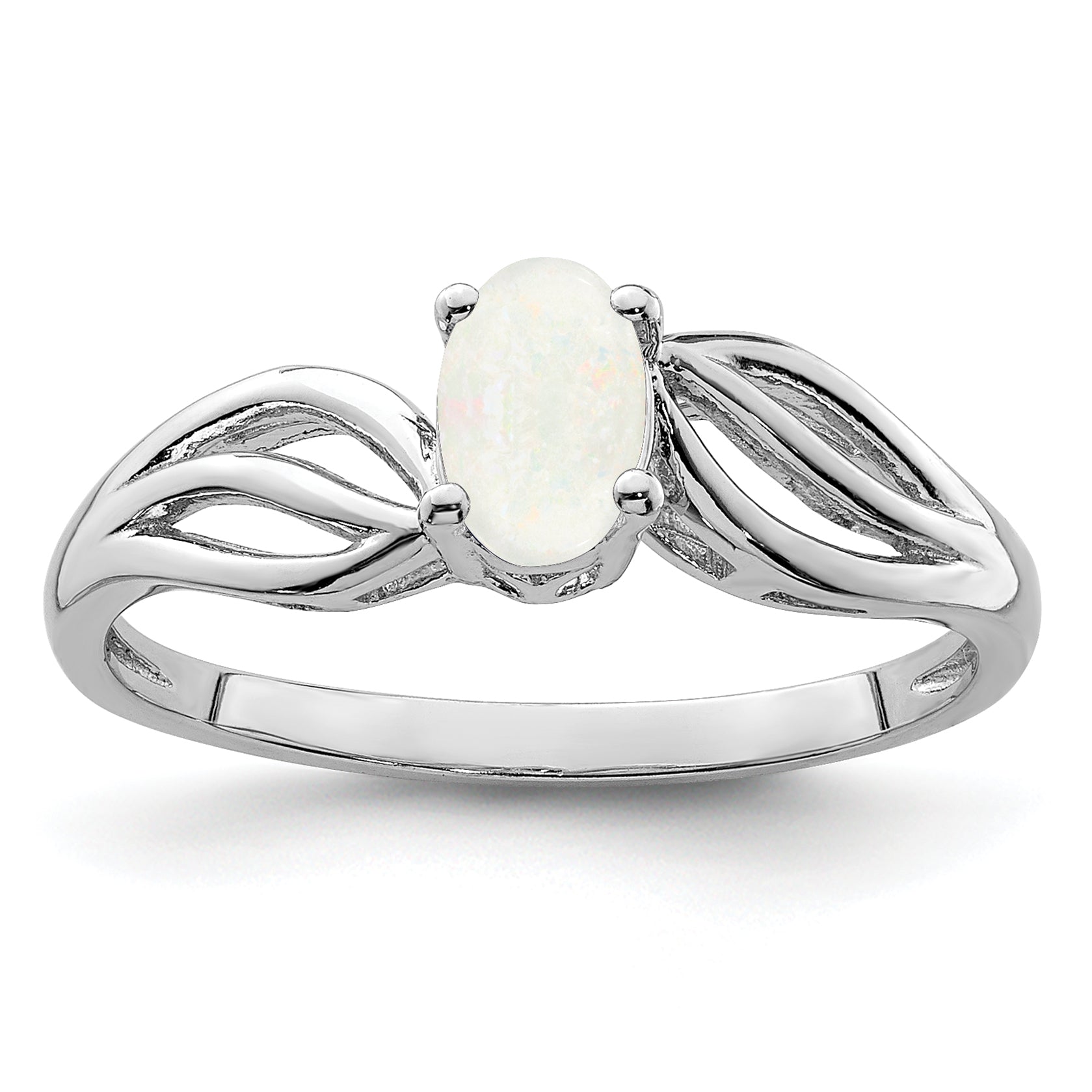 Sterling Silver Rhodium-plated Created Opal Ring Main image