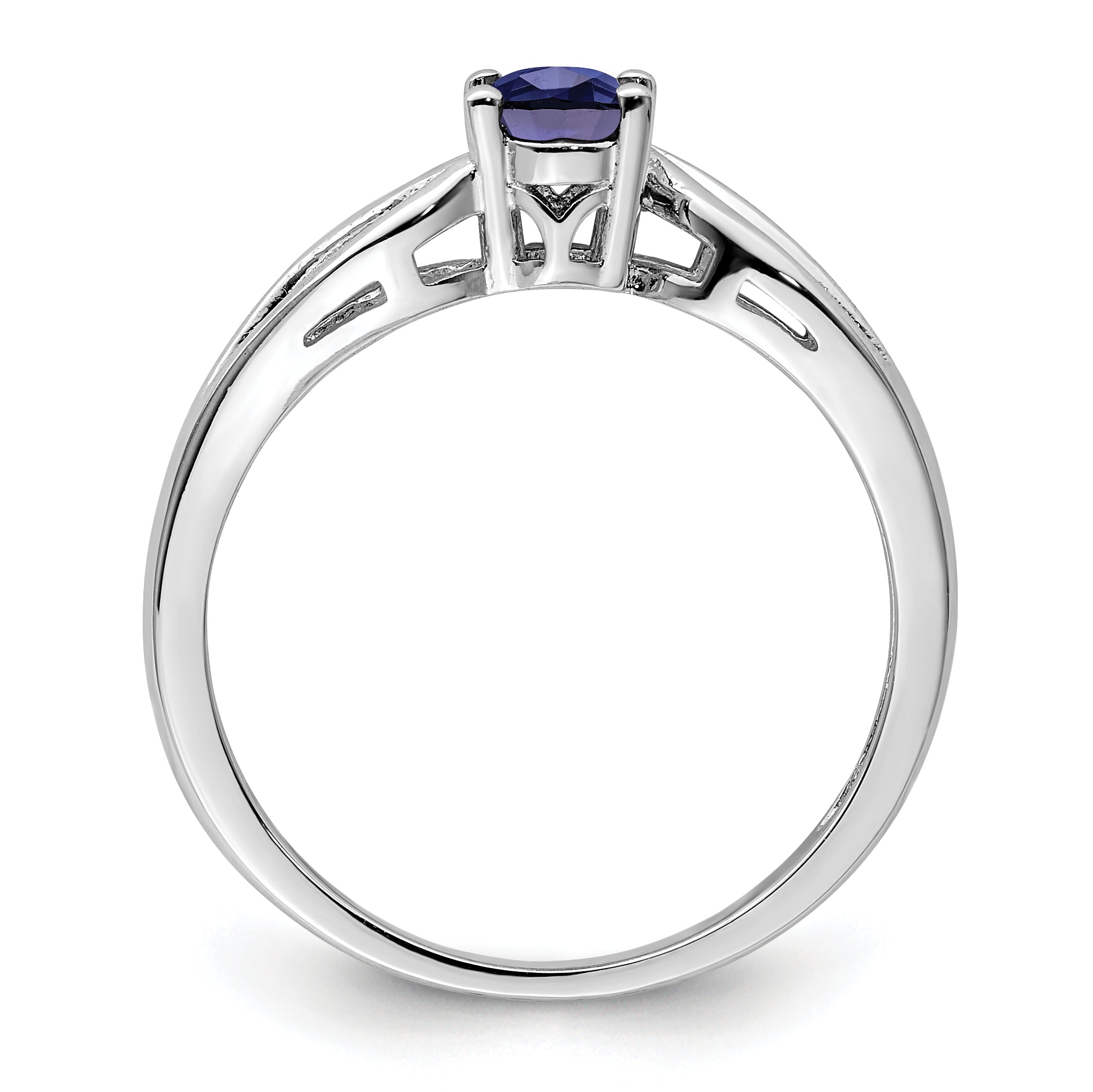 Sterling Silver Rhodium-plated Created Sapphire Ring Secondary image