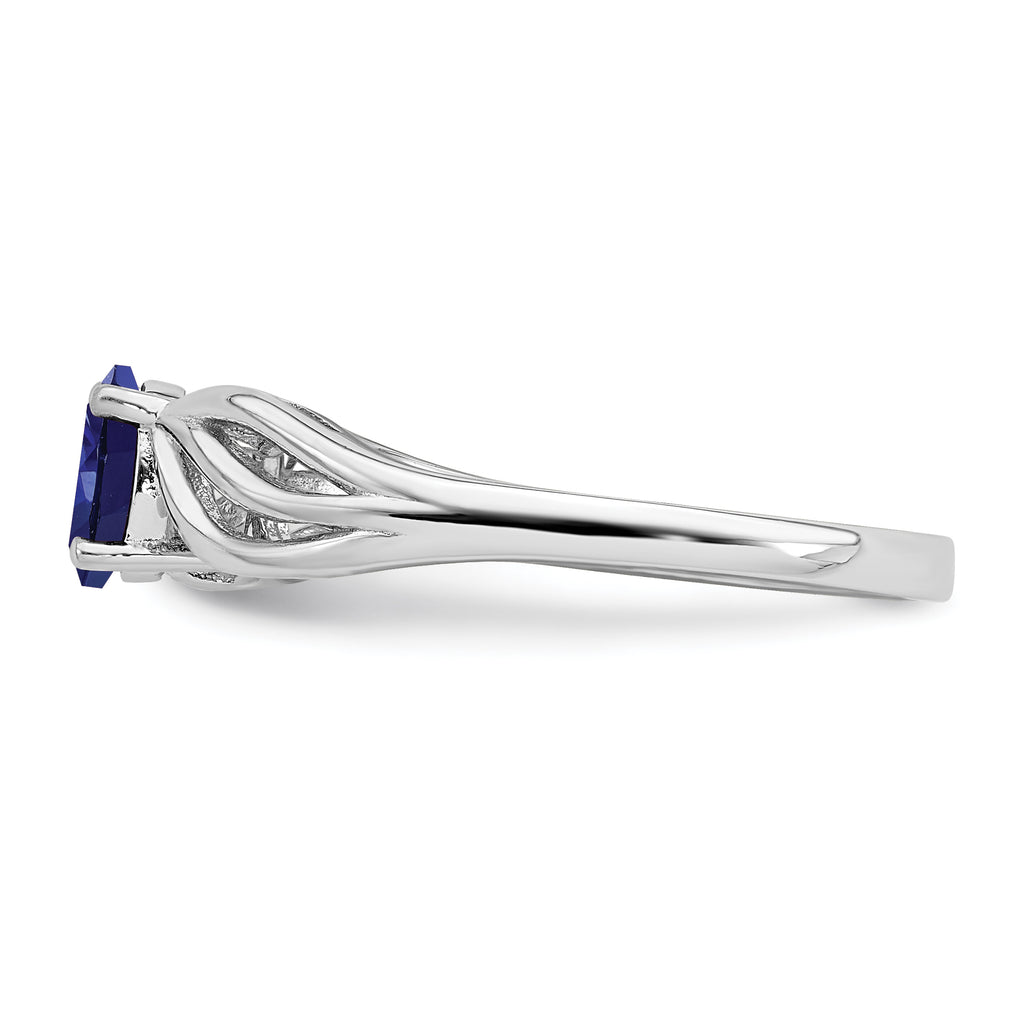 Sterling Silver Rhodium-plated Created Sapphire Ring
